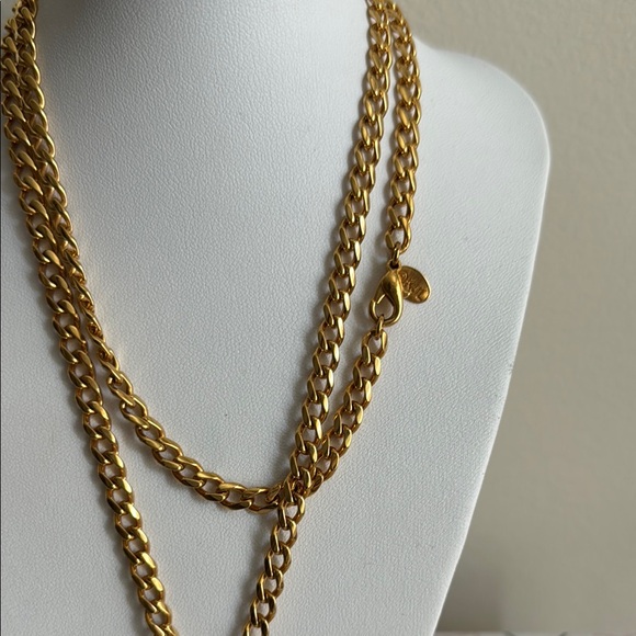 Kenneth Jay Lane Gold Double-Strand Necklace with Crystal Mystic Pendant - Picture 3 of 3